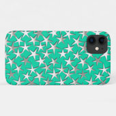 Silbersterne auf Türkis Case-Mate iPhone Hülle (Rückseite (Horizontal))
