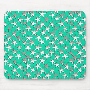 Silbersterne auf Türkis Mousepad