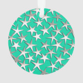 Silbersterne auf Türkis Ornament (Rückseite)