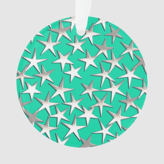 Silbersterne auf Türkis Ornament (Vorderseite)