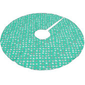 Silbersterne auf Türkis Polyester Weihnachtsbaumdecke (Schrägansicht)