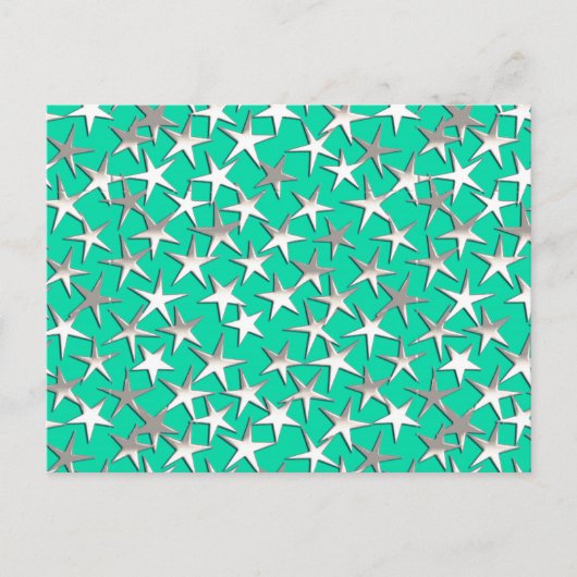 Silbersterne auf Türkis Postkarte (Vorderseite)
