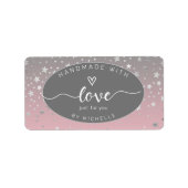 Silbersterne handgefertigt mit Liebe-Monogramm-Qua Adressaufkleber (Vorne)