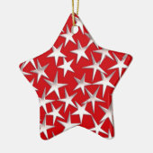 Silbersterne in dunkelrot keramik ornament (Links)