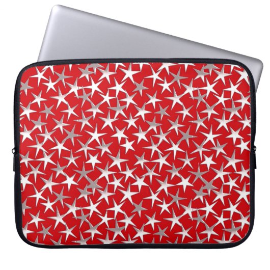 Silbersterne in dunkelrot laptopschutzhülle (Vorderseite)