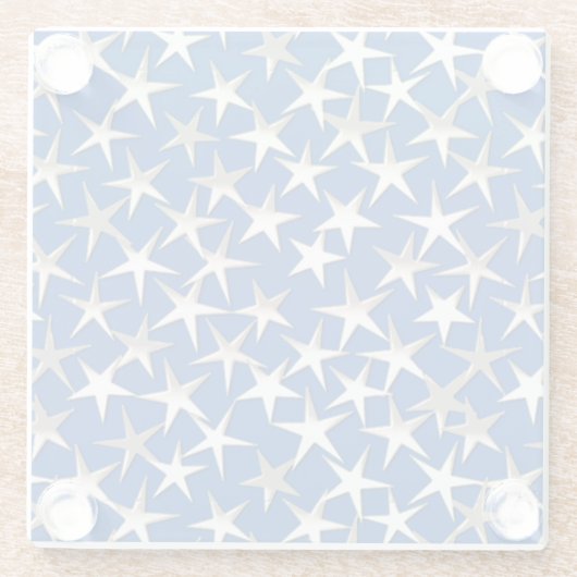 Silbersterne in Kobaltblau Glasuntersetzer (Rückseite)