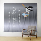 Silberstorchenblaue Babydusche Wandteppich (Beispiel (Horizontal))