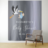 Silberstorchenblaue Babydusche Wandteppich (Beispiel)