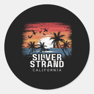Silberstrand-Strand Kalifornien Surfen Surfer _1 Runder Aufkleber