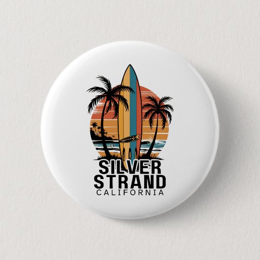 Silberstrand-Strand Kalifornien Surfen Surfer Button (Vorderseite)