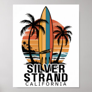 Silberstrand-Strand Kalifornien Surfen Surfer Poster