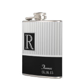 Silberstreifen-Monogramm Flachmann (Links)