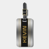 Silberstreifen und goldene Metallstreifen Gepäckanhänger (Vorderseite vertikal)