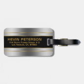 Silberstreifen und goldene Metallstreifen Gepäckanhänger (Rückseite horizontal)