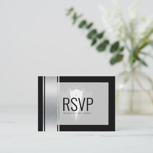 Silberstreifen, weiße und schwarze Streifen, tuxed Platzkarte (Stehend Vorderseite)