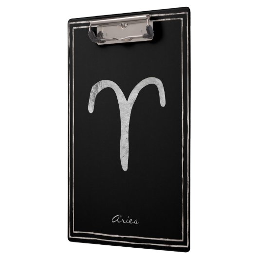 Silberstylisierte Aries-Symbol Klemmbrett (Links)