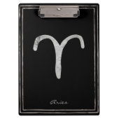 Silberstylisierte Aries-Symbol Klemmbrett (Vorderseite)