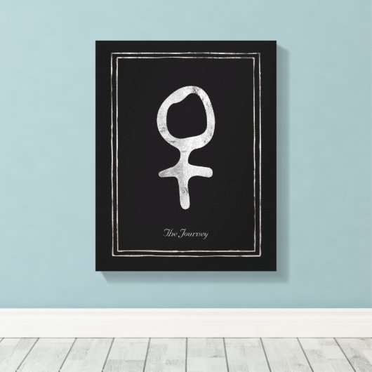 Silberstylisierte Planeten Venus-Symbol Leinwanddruck (Insitu (Holzboden))