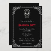 Silbertag des toten Zuckerschädels Halloween Einladung (Vorne/Hinten)