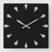Silberteardrops Quadratische Wanduhr (Vorderseite)