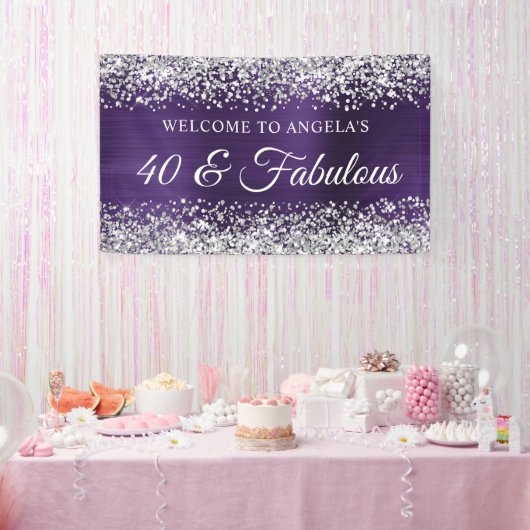 Silberteppich Dark Violet Foil 40 & Fabulous Glitz Banner (Party)