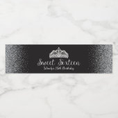 Silberter Glitzer, süß 16 Wasserflaschenetikett (Einzelnes Label)