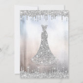 Silbertropfen von Glitzer, Diamanten kleiden Quinc Einladung (Rückseite)