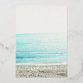 Silbertypografie Beach Foto Hochzeit Folieneinladung (Rückseite)