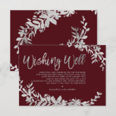 Silbertypografie Blumenburgund wünscht gut Begleitkarte (Vorne/Hinten)