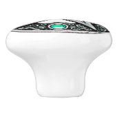 Silberu. Türkispentagram-Keramik-Griff Keramikknauf (Seitenansicht)