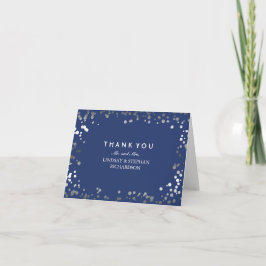 Silberund Marineconfetti-elegante Hochzeit danken Dankeskarte