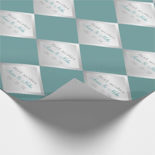 Silberverschenkpapier für Aquamarine Diamant-Hochz Geschenkpapier (Ecke)
