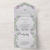Silberviolett-Eukalyptus-Hochzeit All In One Einladung (Innen Boden)