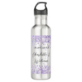 Silberviolett Glitzer Hochzeit Edelstahlflasche (Vorderseite)
