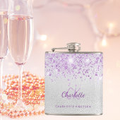 Silberviolett Glitzer Monogramm beste Freunde best Flachmann