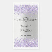 Silberviolett Glitzer mr mrs herz Servietten (Vorderseite)