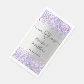 Silberviolett Glitzer mr mrs herz Servietten (Ecke)