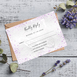 Silberviolett-Glitzer-Schmetterling-Hochzeit RSVP Mitteilungskarte