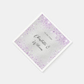 Silberviolett-Glitzern-Namen Hochzeiten Serviette (Ecke)