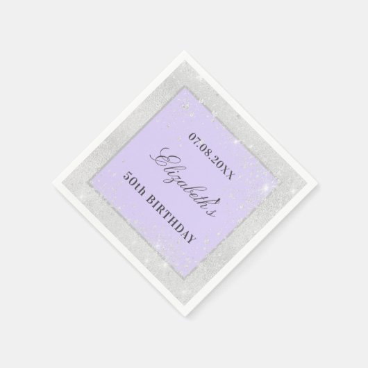 Silberviolett-Lavendel-Glitzer Serviette (Ecke)