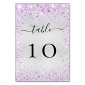 Silberviolett-lila Glitzer-Glitzern glamourös Tischnummer (Vorderseite)
