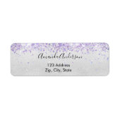 Silberviolette Glitzer funkelnde Rücksendeadresse (Vorne)