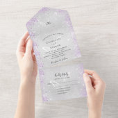 Silberviolette Schmetterlinge Glitzern Hochzeit All In One Einladung (Abreißen)