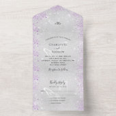 Silberviolette Schmetterlinge Glitzern Hochzeit All In One Einladung (Innen Boden)