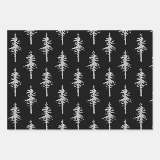 Silberwald-Waldspruce Bäume Wald Schwarz Geschenkpapier Set (Vorderseite 2)