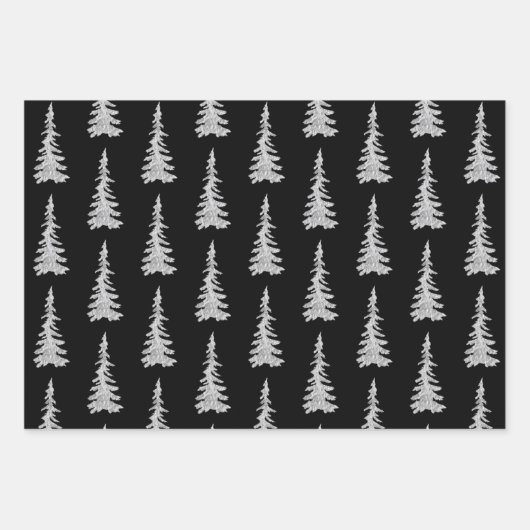 Silberwald-Waldspruce Bäume Wald Schwarz Geschenkpapier Set (Vorderseite 3)