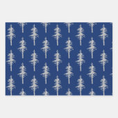 Silberwaldspruce-Bäume auf Navy Blue Geschenkpapier Set (Vorderseite 2)