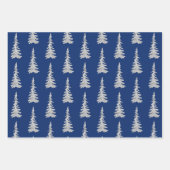 Silberwaldspruce-Bäume auf Navy Blue Geschenkpapier Set (Vorderseite 3)