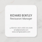 Silberware | Restaurantbesitzer | Koch Quadratische Visitenkarte (Rückseite)