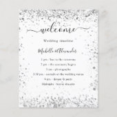 Silberweiß glitzernde elegante Hochzeitsprogramm (Vorderseite)